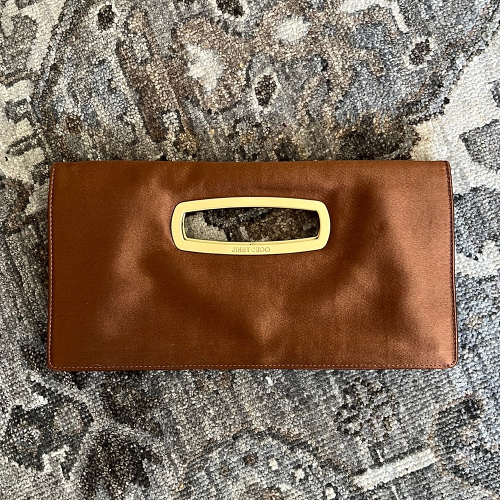 Jimmy Choo Satin Clutch with gold hardware
